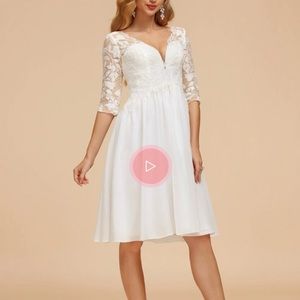 White Lace Bridal Rehearsal or Reception Dress